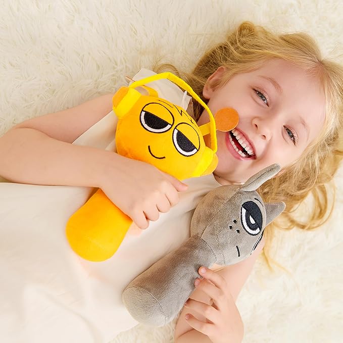 XYG® Plush Toys, Horror Games Plushies Toy for Fans, 2PCS Soft Stuffed Animal Pillow Figure Doll Christmas Birthday Gifts for Adult Kids Gifts for Fans Kids Adult (9" Gray & Orange)
