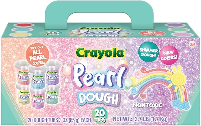 Crayola 20pk Pearl Dough 20pk x 3oz – Easter Gifts, Party Favors, Fidget Toys, Sparkling Colors for Creative Play, Safe Non-Toxic Crafting, Great Classroom Fun or Non-Candy Alternative