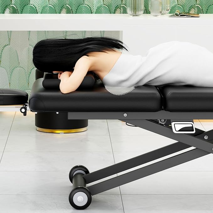 Dolonm Electric Massage Table, Electric Lift Motor and Manual Backrest Adjustable for Treatment/Medical Spa/Facial Bed/Beauty Bed and More - 31.2 Wide x 75 Long - Black