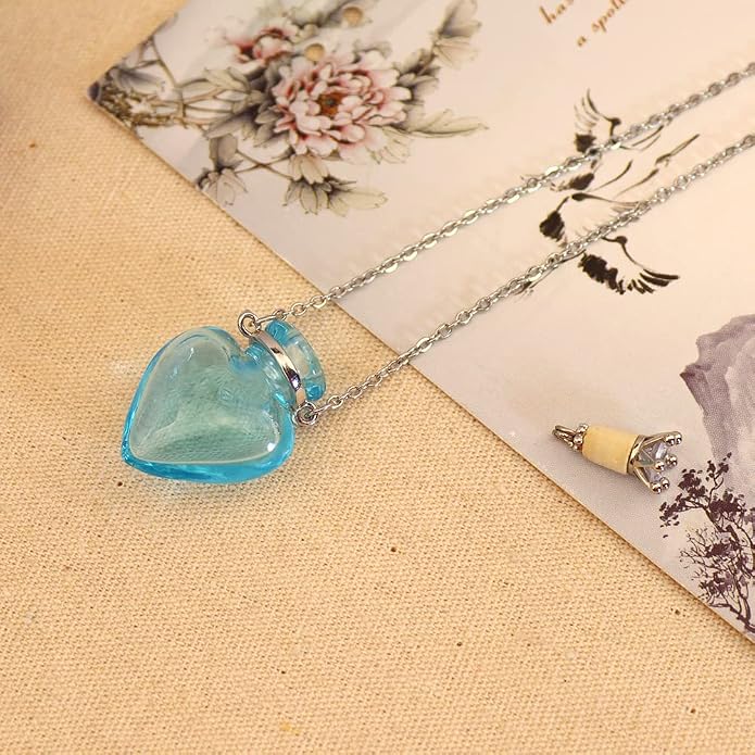 1PC 1PC Colorful Heart Vial Perfume Bottle Necklaces Stainless Steel Chain Make a Wish Aroma Essential Oil Diffuser Pendant necklace Women Jewelry