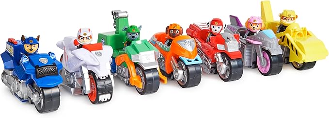 Paw Patrol, Moto Pups Chase’s Deluxe Pull Back Motorcycle Vehicle with Wheelie Feature and Toy Figure