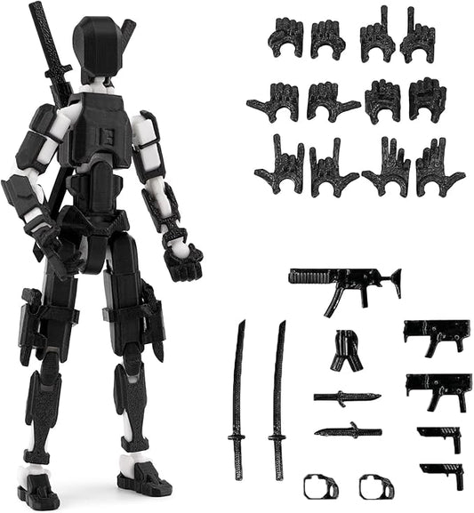 Pre-Assembly 3D Printed 5.54'' Dummy13 Action Figure, Multi-Jointed Tian13, Articulated T13 Desktop Decoration,12 in 1 Accessories, Best Birthday Festival Gift