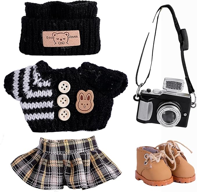 5set 17cm Dolls Clothes Outfit Set - Casual Style Costumes for Doll Figures, Camera Set,Have a seat Clothes - 6.7 Inches Cute Dolls Daily Refill,Gifts for 17cm Doll Lovers (Style-H)