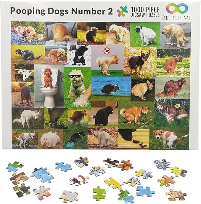 Pooping Dogs 1000-Piece Puzzle for Adults - Funny Pooping Puppy Gag Jigsaw Puzzle for Dog Lovers & Puppy Owners, Great Prank Gift (1000 Pieces)