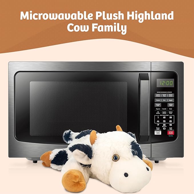 MARYSUN Microwavable Heated Cow Stuffed Animal - Weighted Stuffed Animal Plush, Heating Pad, Cozy Gift for Girls|Women|Kids|Elderly People