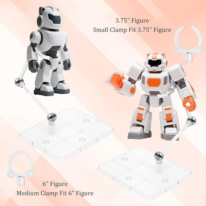 2 Pack Action Figure Stand Assembly Action Figure Display Holder Base Doll Model Support Stand for 3.75" and 6" Figures or Effects Clear 1/144 HG/RG Model Toy