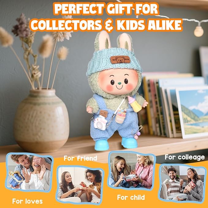 AICase for 17cm Doll Clothes/Outfit,Clothing Set for 17cm Doll,3 Piece Set Hat Clothing,Boys and Girls Stylish Adorable Clothes Accessories_Blue-15