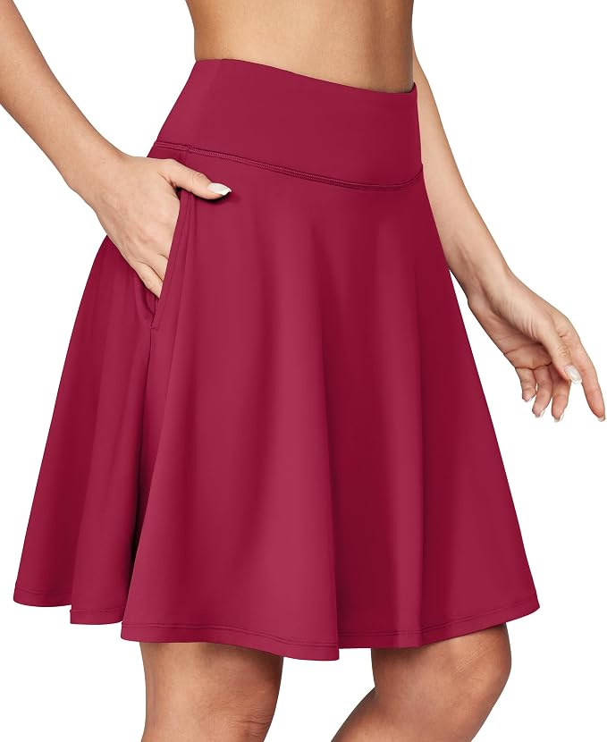 IUGA 20" Knee Length Skorts Skirts for Women with Pockets Tennis Skirt High Waisted Golf Skirts for Women Casual Athletic
