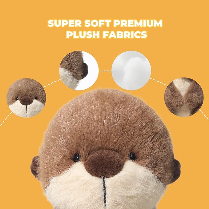 Stuffed Animals Adorable Sea Otter Plush Toys 14.2 inches Soft and Comfort Sea Otter Plush Toy Gift for Kids, Brown/White