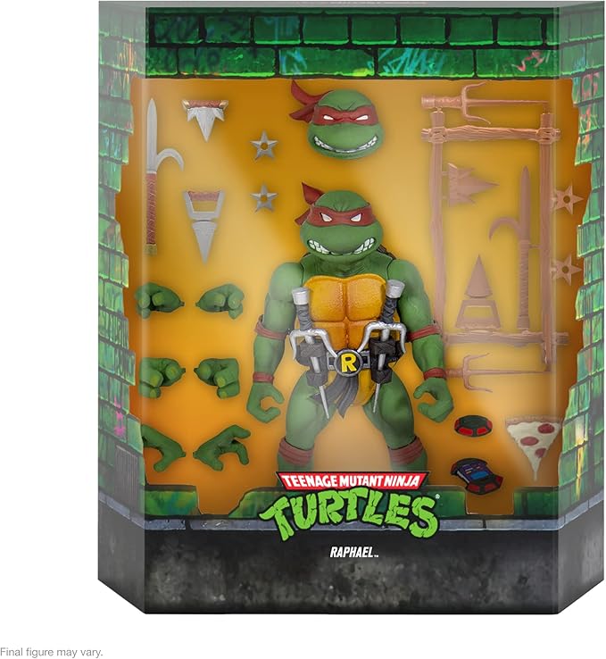 Super7 ULTIMATES! Teenage Mutant Ninja Turtles Raphael - 7" TMNT Action Figure with Accessories Classic Cartoon Collectibles and Retro Toys