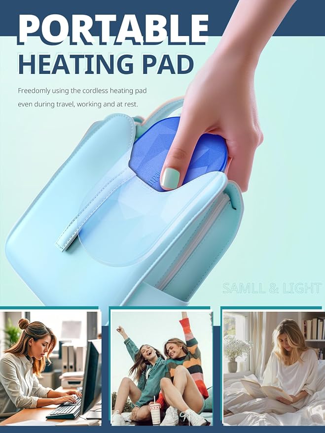 Slimpal Portable Heating Pad for Period Cramps, Electric Cordless Back Belly Waist Heating Pad for Menstrual Cramp Relief, Rechargeable Wearable Heat Belt Gifts for Her Women Girl Wife, Bright White