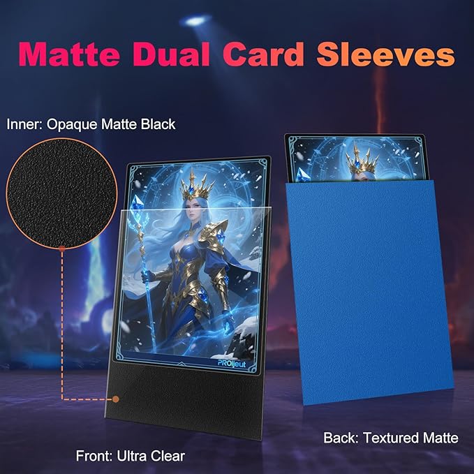 200 Pack Card Sleeves, Matte Dual Trading Card Sleeves with Opaque Back & Smooth Shuffle, Tear Resistant Card Protectors for MTG, TCG and Game Cards (Wisdom Blue)