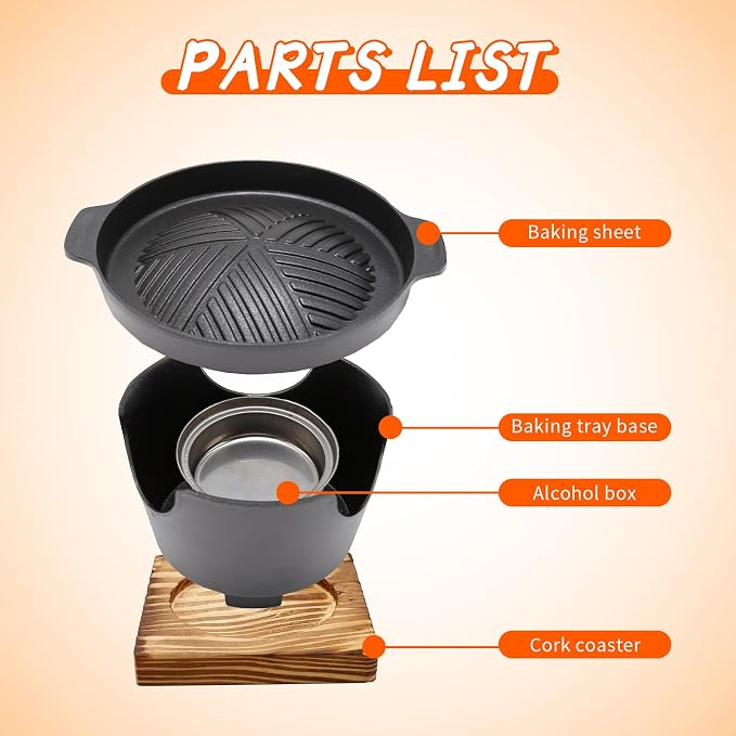 Saihisday Mini Hibachi Grill - Portable Cast Aluminum Korean BBQ Charcoal Grill