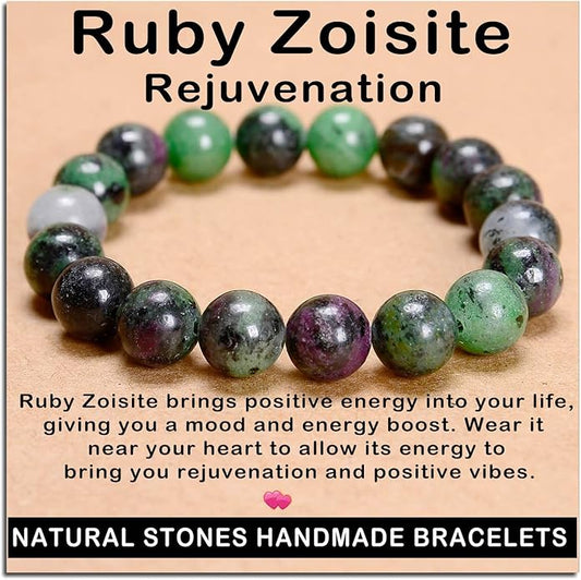 AD Beads Handmade Gemstone Stretch Elastic Bracelet Crystal Healing Reiki Nature's Beauty and Spiritual Essence Unisex