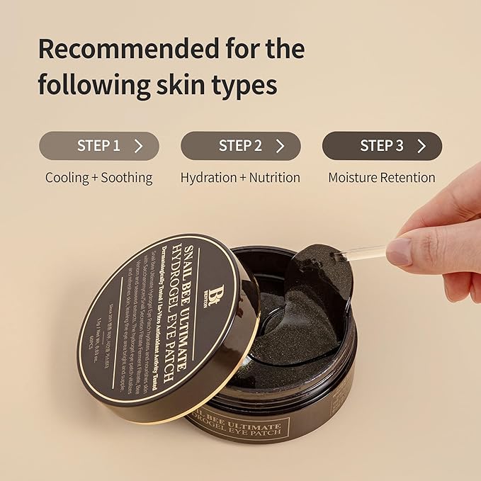 BENTON Snail Bee Ultimate Hydrogel Eye Patch (60pcs) - Hydrating | Snail Mucin | Reusable & Cooling Eye Patches