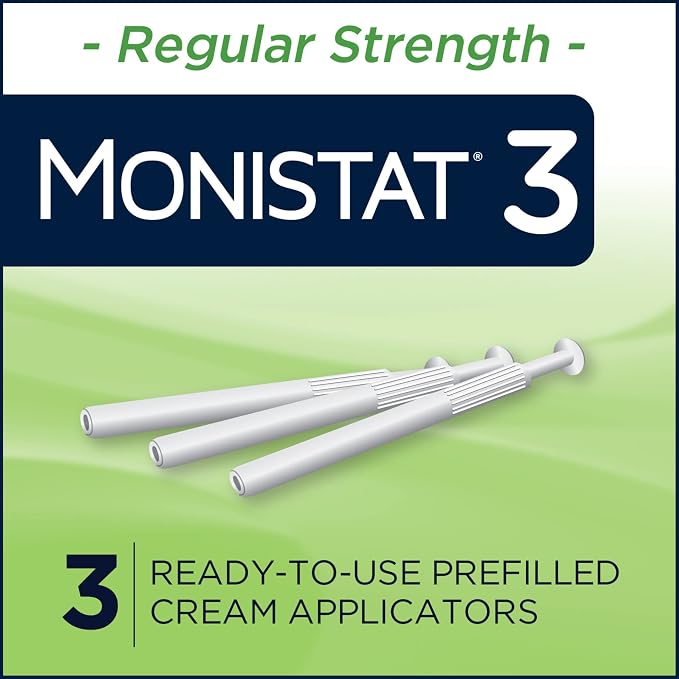 Monistat 3-Day Yeast Infection Treatment for Women, 3 Pre-Filled Miconazole Cream Applicators (Pack of 2), Regular Strength Fast Acting Relief for Vaginal Itching and Irritation