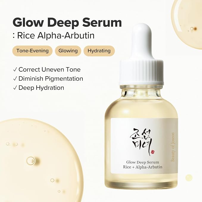 Beauty of Joseon Glow Deep Serum Rice + Alpha-Arbutin (30ml, 1.01 fl.oz.) with Dynasty Cream Hydrating Face Moisturizer (50ml, 1.69 fl.oz.), Korean Skincare