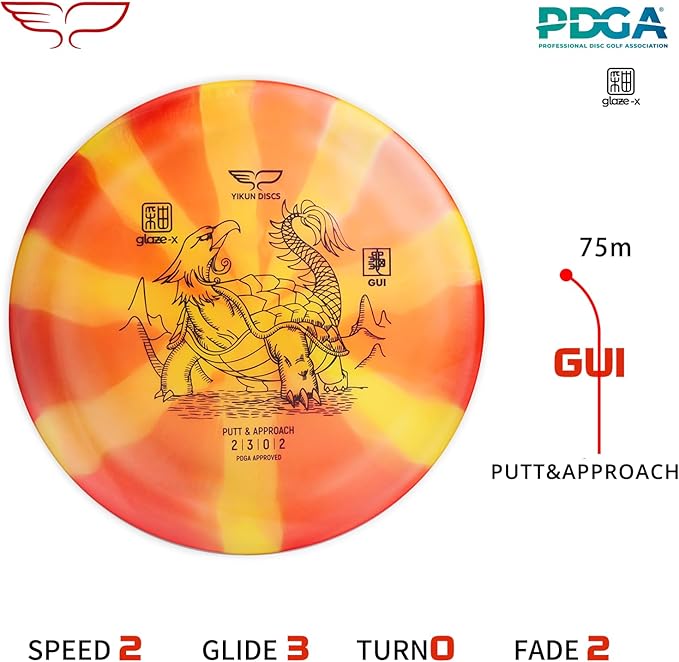 yikundiscs Yikun Disc Golf Putter Approach|PDGA Approved Golf|Throwing Disk Golf Putter|170-175g| Stable Golf Discs Perfect for Outdoor Games and Competition, Orange
