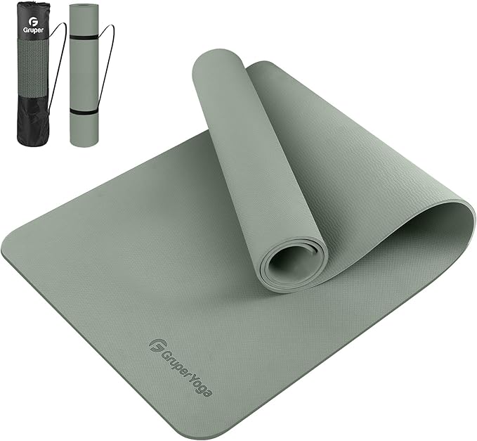 Gruper Yoga Mat Non Slip, 72"L x 24"W x 0.24"/0.32"TH, Anti-Tear Exercise Mat with Carrying Strap and Bag, Pro TPE Yoga Mats for Women, Workout Mats for Home, Pilates and Floor Exercises
