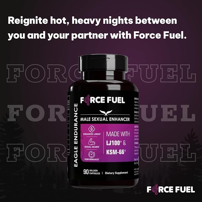 FORCE FUEL Herbal Supplement Sex Pills for Men – Last Longer in Bed and Enhance Erection Sensitivity – Includes Lab-Tested LJ100 Tongkat Ali & KSM-66 Ashwagandha – 30 Doses for Men Eagle Endurance