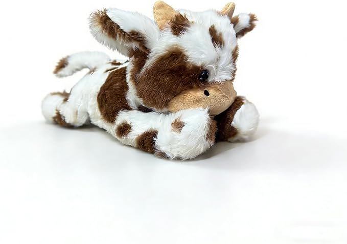 Cute Cow Plush Stuffed Animal Doll Toy 10 inch for Girls Boys One Pieces（Each one has a Different Pattern） (Cow pa bd Brown