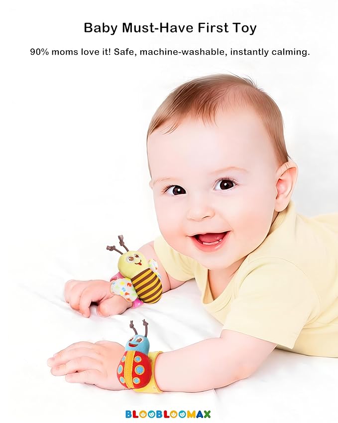 Baby Hanging Rattle, Wrist Rattles Foot Finder Rattle Sock, Hand and Feet Rattle Toy, Newborn Present Baby Shower Birthday Gift Set for0 3 6 9 12 24 to 36 Months Babies(12 E)