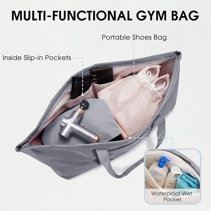 sportsnew Large Yoga Mat Bag with Shoes Compartment and Wet Pocket Ladies Pilates Gym Tote Bag with Yoga Mat Holder Strap for Women Men Workout Carrier Stuff Accessories