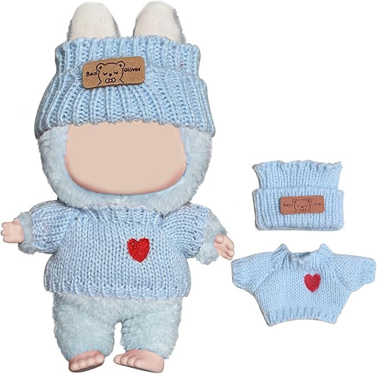 Clothes Set(Sweater) for Dolls(15cm & 17cm Macaron/Have a seat/Energy). Clothing Accessories for 6.7" Blind Box, Outfits for Dolls.(Blue Sweater)