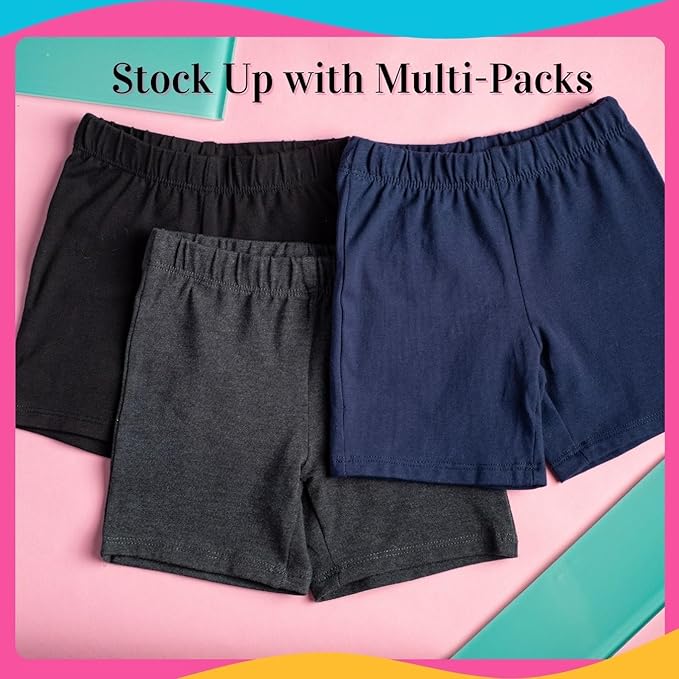 Girl's Cotton Bike Shorts, Cartwheel, Dance Shorts - 3 Pack