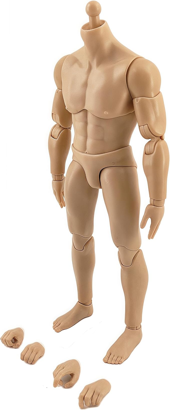 1:12 Male Action Figure Body – 6 Inch Highly Articulated Muscle Figure Base for Custom Military Models, Kitbashing, and Display Builds (2-Part Waist)