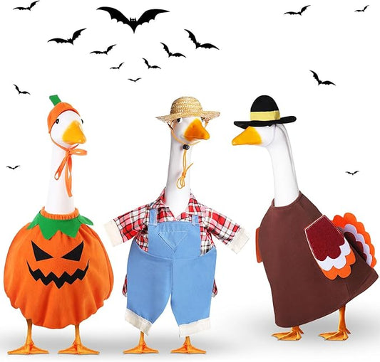 3 Set Thanksgiving Day Goose Outfit Lawn Porch Costume Plastic Goose Clothing for 23" Outdoor