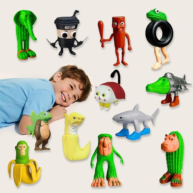 12 PCS Italian Brainrot Action Figure, Tung Tung Tung Sahur, Creative Funny Animals, Office Room Desk Decor