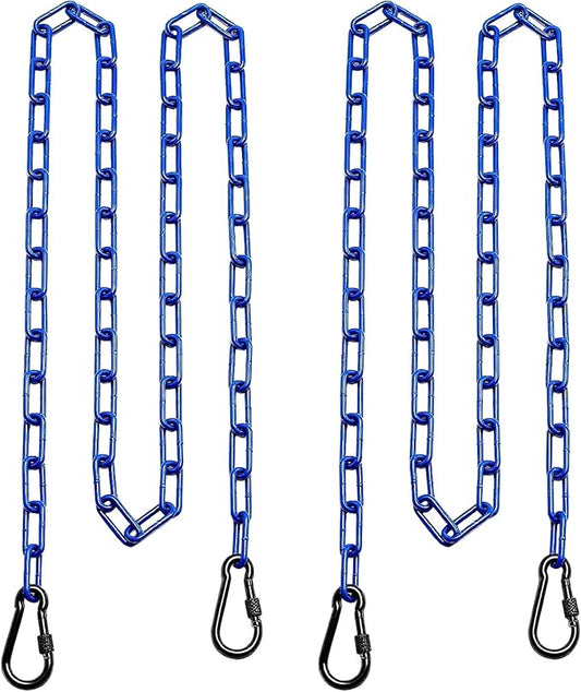 2 Swing Chains Heavy Duty (63") Fully Plastic Coated with 4 Free Quick Links Anti-Rust Iron Link Chains for Playground Kids Tree Swing Seat Accessories and Replacement (Blue)