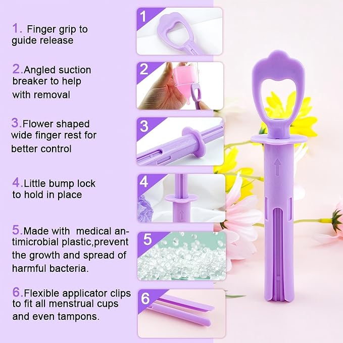 Menstrual Cup Applicator - Inserts Like A Tampon - Every Woman Can Now Use Period Cups - Perfect for Long Nails -Compatible with Most Cups and Plates on The Market - Travel Case