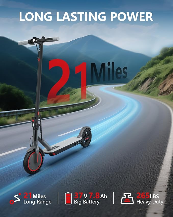 NAVIC Electric Scooter with Dual Suspension/Braking, 350W/500W Motor, 19/22 Mph,Max 22/25/27/49Miles Range, Foldable E Scooter for Adults with App