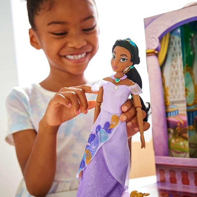 Disney Store Girl's Princess Story Doll (Jasmine from Aladdin) 11 Inches, Includes Coloring Book and Additional Dress, Princess Doll in Classic Outfit, Princess Toys