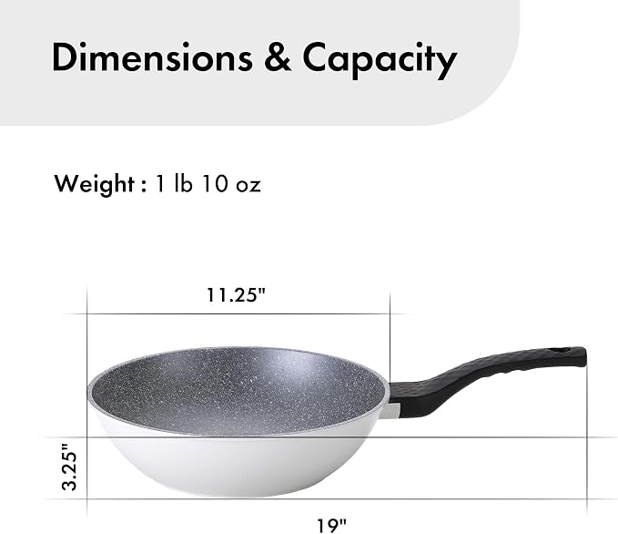 Neoflam Cast Aluminum Nonstick Wok – Lightweight & Durable Stir Fry Pan, Healthy Non Stick Coating, Easy to Clean, Dishwasher Safe, PFOA, PFAS Free, Stay-Cool Handle, Made in Korea (11", 28cm)