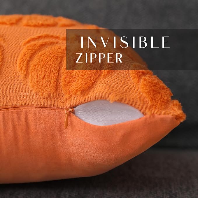 DFXSZ Fall Pillow Covers 20x20 2Pcs Orange Pumpkin Fall Decoration for Home | Fall decor Set of 2 Throw Pillow Cases Soft Plush Faux Fur Wool Couch Cushion for Chair Sofa Bedroom Living Room Home Decor