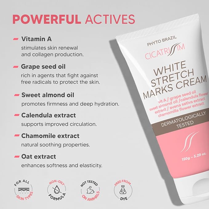 Cicatrissim Targeted Stretch Mark Cream for White and Established Striae - Softens Stretch Marks, Evens Skin Tone, and Supports Firmer Skin - All Skin Types - 5.3 oz
