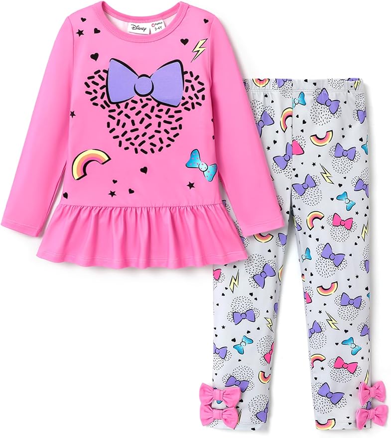 Disney Minnie Mouse Frozen Princess Marvel Toddler Girls Clothes Long Sleeve Sweatshirt + Leggings 2pcs Outfits Set 2-6Y