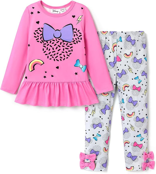 Disney Minnie Mouse Frozen Princess Marvel Toddler Girls Clothes Long Sleeve Sweatshirt + Leggings 2pcs Outfits Set 2-6Y