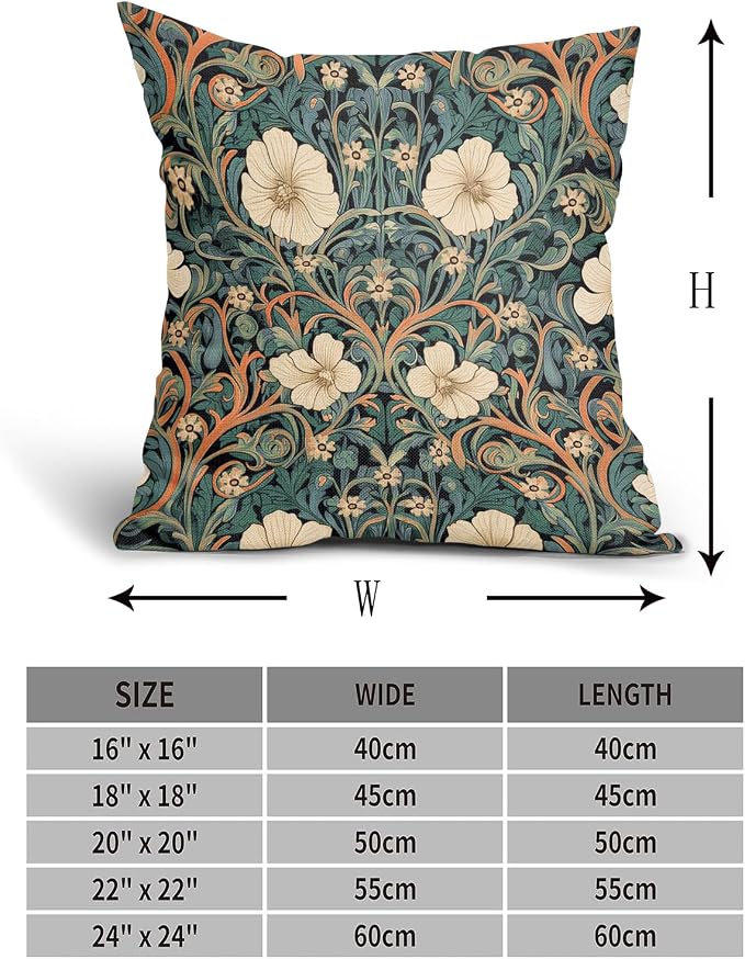 Vintage Floral Lumbar Pillow Covers 16x16 Inch Orange Whtie Green Toile Flowers Pillow Cases Chinoiserie Aesthetic Tapestry Linen Cushion Case Farmhouse Home Decor For Sofa Couch Porch Outdoor Set 2