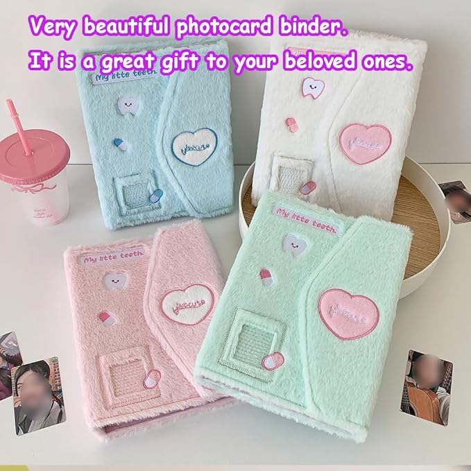 Kpop Photocard Binder with 6 Stickers Sheet & 50 Shinning Protective Sleeves Kpop Photocard Holder Book with Kpop Photocard, A5 Binder Photocard Album 30 Inner Pages with 240 Pockets (Skyblueplush)