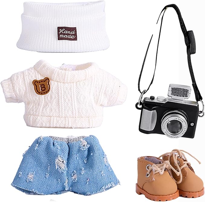 5set 17cm Dolls Clothes Outfit Set - Casual Style Costumes for Doll Figures, Camera Set,Have a seat Clothes - 6.7 Inches Cute Dolls Daily Refill,Gifts for 17cm Doll Lovers (Style-M)