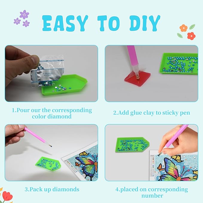 Libfx Diamond Art Kits for Kids 4 PCS Diamond Art for Girls Boys Beginners Arts and Crafts for Kids Ages 8-12 (Elephant Dolphin dog-09)