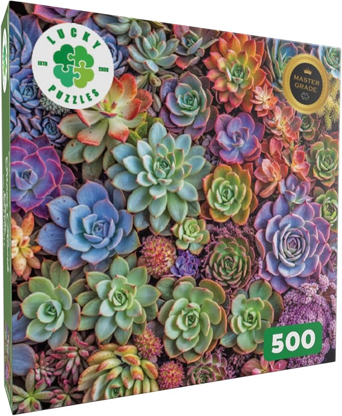Lucky Puzzles Green Thumb Gala | 500 Piece Jigsaw Puzzle for Adults | Premium Quality | Colorful Artwork Puzzle | Brain Teasing Fun & Perfect Wall Art | Unique Flower Puzzle | 18 x 24 Inches
