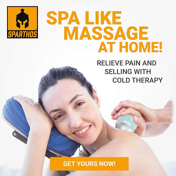 Sparthos Cold Massage Roller Ball - Fitness Cryosphere Massager - Cryo Cryocup Ice Massage Cups - for Muscle, Face, Body Muscles - Manual Polar Icing Cooling Balls - Recoup Message (Mint, 54mm)