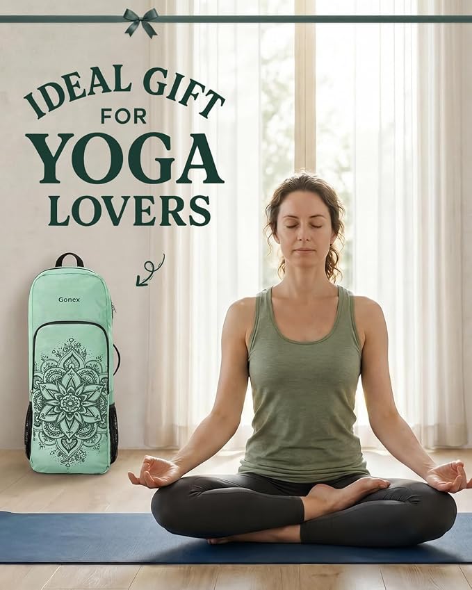 Gonex Yoga Mat Bag, 2 Carry Ways Yoga Backpack with Wet Compartment Metal Zippers for Women Men, Large Capacity Yoga Mat Carrier for Yoga, Gym, Travel