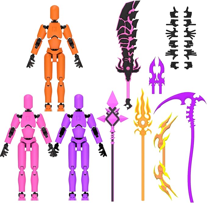 Glowing Titan 13 Action Figure Set Already Assembled, T13 Action Figures with Weapons Accessories 3D Printed T 13 Lucky Robo Dummy Nova 13 Action Figures, Figura de acción t13 (3-Colors-B)