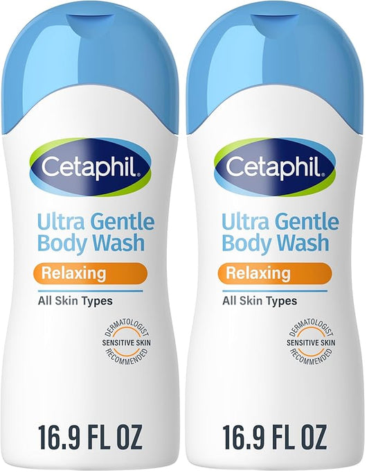 Cetaphil Ultra Gentle Refreshing Body Wash, For Dry to Normal, Sensitive Skin, with Aloe Vera, Calendula, Vitamin B5, Hypoallergenic, Fragrance Free, Dermatologist Tested, 16.9oz (Pack of 2)